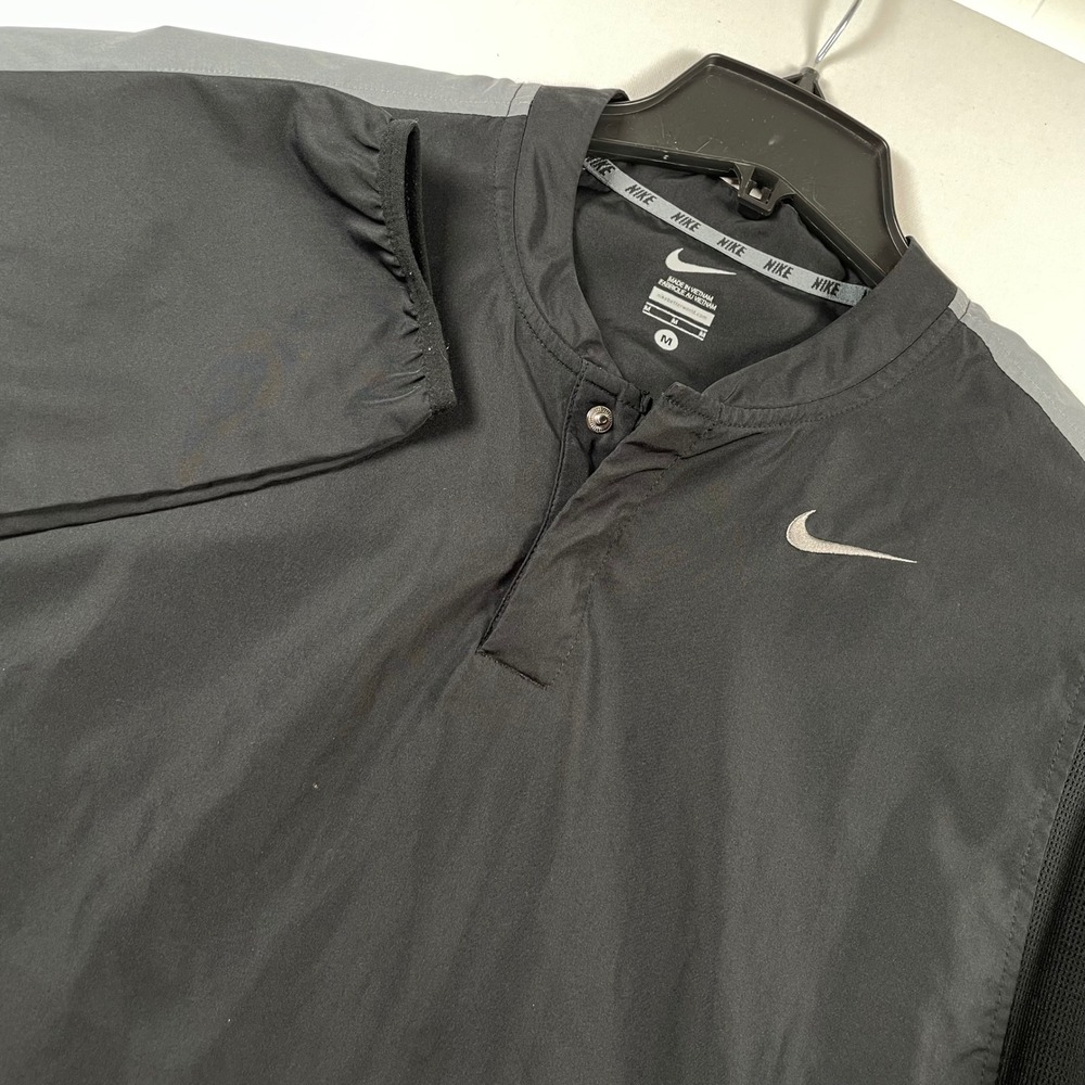 Nike Golf Men Convertible Windbreaker Blade Collar Jacket Black Zip Off Sleeve M